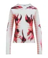 Jean Paul Gaultier Flower Body Morphing Mariniere Print Top In White