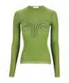 Jean Paul Gaultier Womens Acidgreen Spiral-embellishment Long-sleeves Woven Top In Green