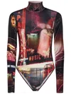 Jean Paul Gaultier The Velvet Pigalle High-neck Bodysuit In Red
