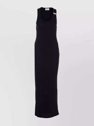 Jean Paul Gaultier Long Sleeveless Maxi Dress With Side Slit In Black