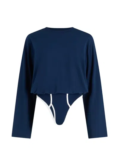 Jean Paul Gaultier Long-sleeves Bodysuit In Blue