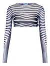 Jean Paul Gaultier Long-sleeves Morphing-stripes Top In Multi
