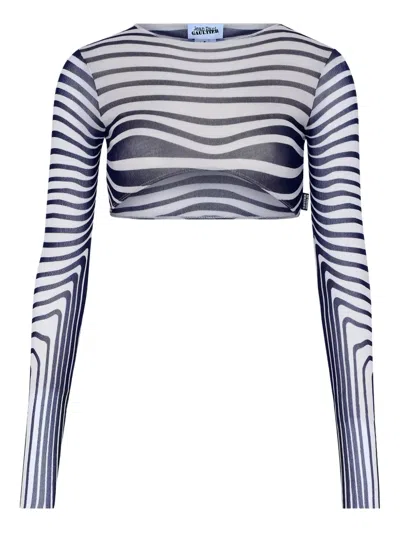 Jean Paul Gaultier Long-sleeves Morphing-stripes Top In Multi