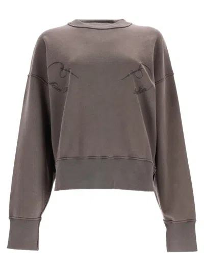 Jean Paul Gaultier Long-sleeve Embroidered Sweatshirt In Gray