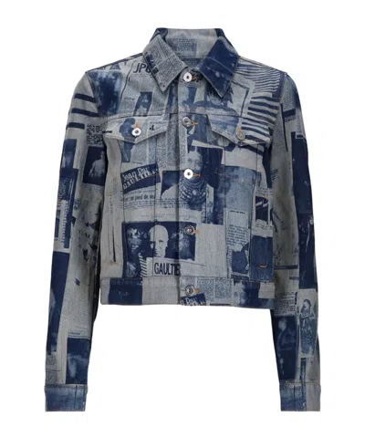 Jean Paul Gaultier Long-sleeved Denim Jacket In Gray