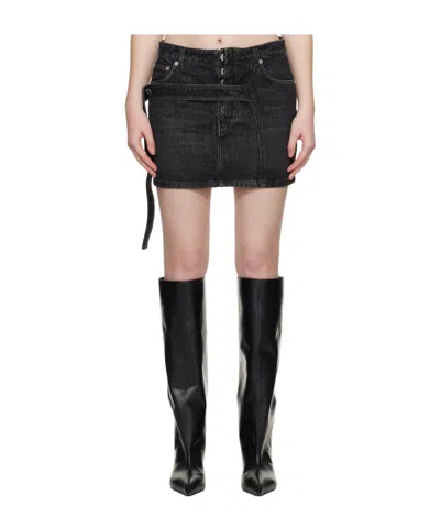 Jean Paul Gaultier Low-waisted Denim Mini Skirt In Black