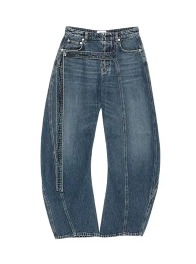 Jean Paul Gaultier Low Waist Jeans With Front Strap Detail In Blue