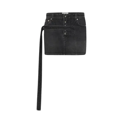 Pre-owned Jean Paul Gaultier Low Waisted Denim Mini Skirt 'vintage Black' | Women's Size 36