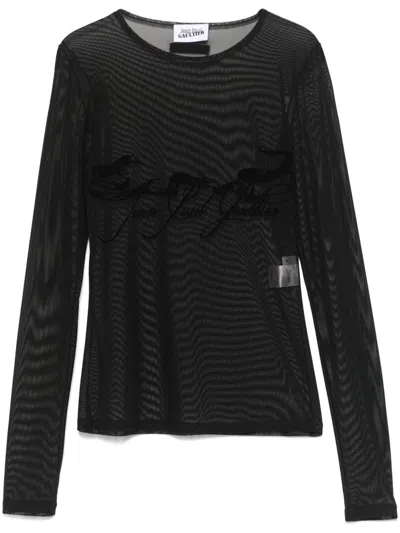 JEAN PAUL GAULTIER L/S TATTOO RUBAN TOP WOMAN BLACK