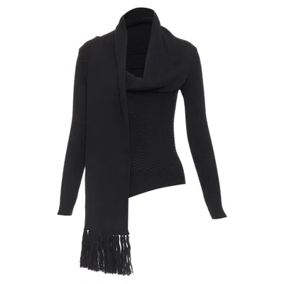 Pre-owned Jean Paul Gaultier Maille Femme Cowl Neck Sweater In Black