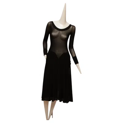 Pre-owned Jean Paul Gaultier Maille Mesh Handkerchief Point Skirt With Rib Knit Details In Black