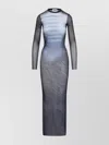 Jean Paul Gaultier Le Male Printed Mesh Long-sleeve Maxi Dress In Black