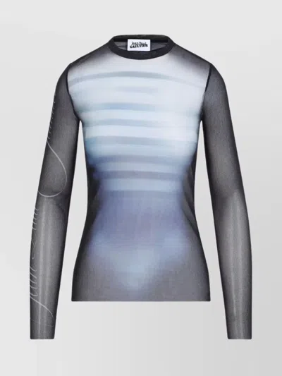 Jean Paul Gaultier Male Top Crew Neckline Long Sleeves In Blue