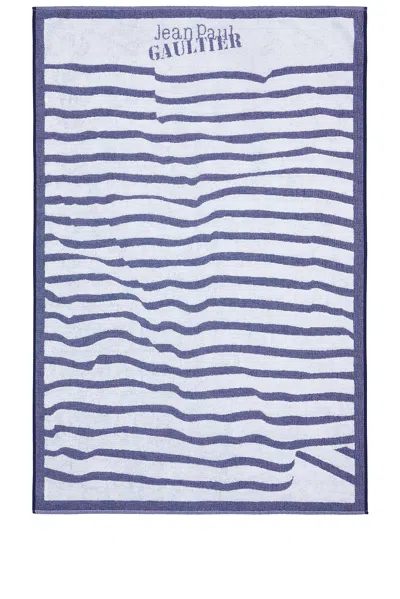 Jean Paul Gaultier Mariniere Beach Towel In White & Navy