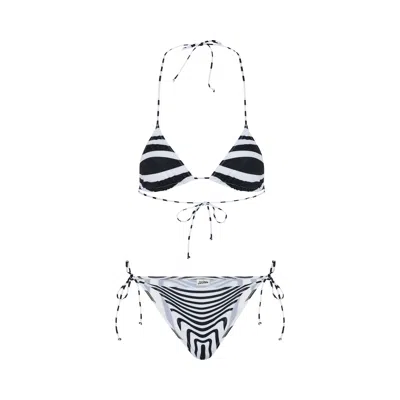 Pre-owned Jean Paul Gaultier Mariniere Body Morphing Bikini Set 'white/black' | Women's Size L