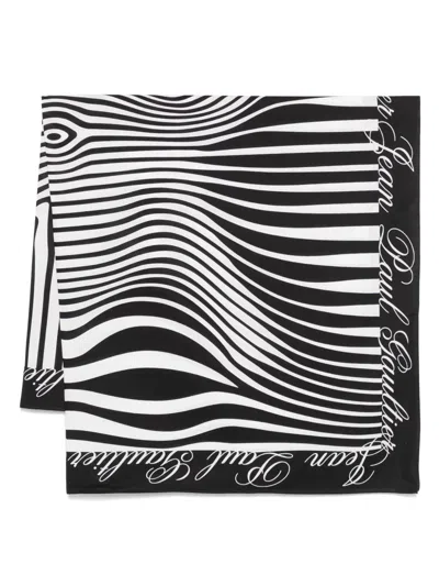 Jean Paul Gaultier Mariniere Body Morphing-printed Pareo In Black