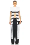 Jean Paul Gaultier Fringed Striped Cotton Top In White & Black