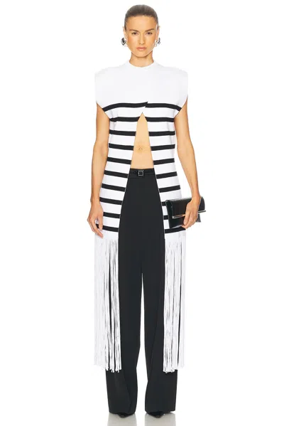 Jean Paul Gaultier Fringed Striped Cotton Top In Black