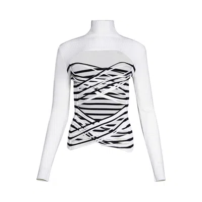 Pre-owned Jean Paul Gaultier Mariniere Laceree Long-sleeve Top 'white/navy'