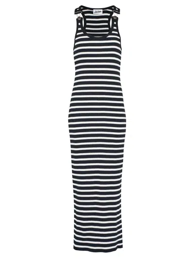 Jean Paul Gaultier Mariniere Long Dress Woman Black In Cotton In Schwarz