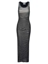 Jean Paul Gaultier Ribbed Mariner Double Layer Long Dress In Blue