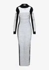 Jean Paul Gaultier Mix Mesh And Knit Long Sleeves Dress Printed Mariniere In Multicolor
