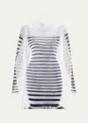 Jean Paul Gaultier Double Layer Mini Dress With Marinière Print In 015900-white/navy