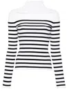 Jean Paul Gaultier Ribbed Mariniere Pullover With Transparent Window Detail In White