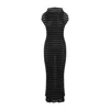 Jean Paul Gaultier Nylon Long Dress With Viscose Mariniere Stripes In Black
