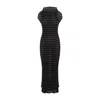 Jean Paul Gaultier Nylon Long Dress With Viscose Mariniere Stripes In Black