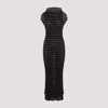 Jean Paul Gaultier Nylon Long Dress With Viscose Mariniere Stripes In Black In Black
