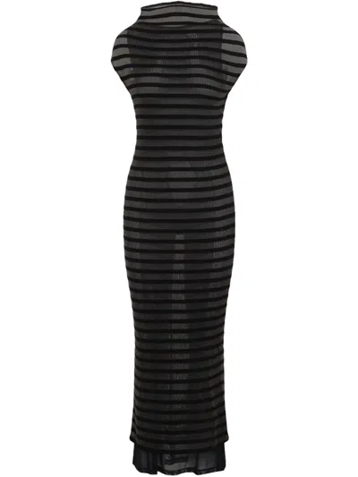 JEAN PAUL GAULTIER MARINIERE STRIPES LONG DRESS WOMAN BLACK