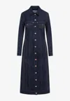 Jean Paul Gaultier Navy Blue Denim Trompe-lil Coat In Blue