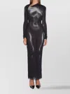 Jean Paul Gaultier Womens Black Silver Printed Long-sleeves Woven Maxi Dress Xs In Multi