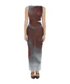 Jean Paul Gaultier Boat Neck Blurry Roses Printed Sleeveless Dress In Brown