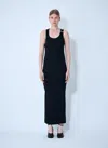 Jean Paul Gaultier Womens Black Ribbed Scoop-neck Cotton-jersey Midi Dress In Black