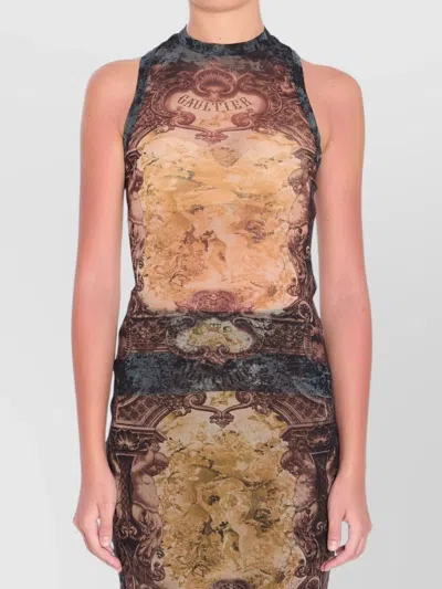 Jean Paul Gaultier Maxi Top With Medallion Print Design In Brown