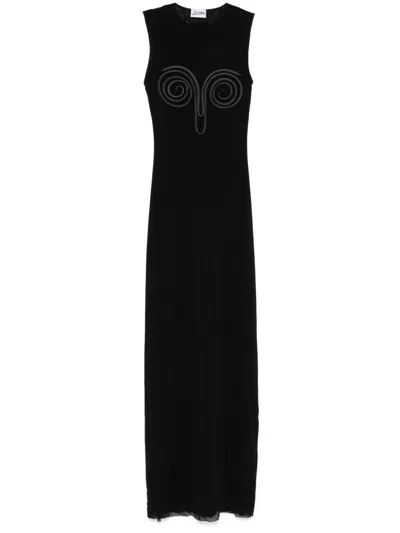 Jean Paul Gaultier Maxikleid In Netzoptik In Schwarz