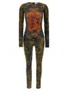 Jean Paul Gaultier Graphic Print Full-length Dress With Long Sleeves In Green