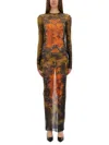 Jean Paul Gaultier Graphic Print Full-length Dress With Long Sleeves