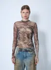 Jean Paul Gaultier Mesh Long Sleeves Top Printed Medaillon Woman Multicolor