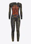 Jean Paul Gaultier Graphic Print Full-length Dress With Long Sleeves In Black