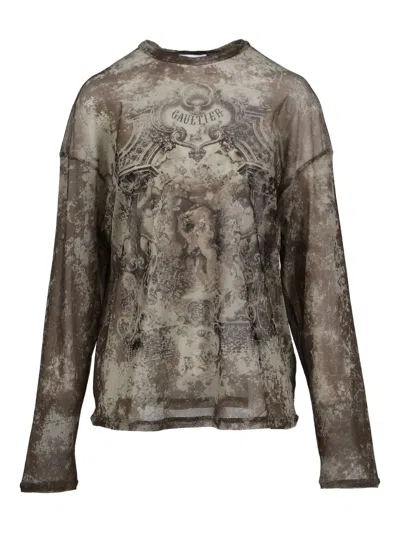 Jean Paul Gaultier Médaillon-print Long-sleeve T-shirt In Multi