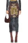 Jean Paul Gaultier Graphic Print Fitted Tulle Skirt In Gray