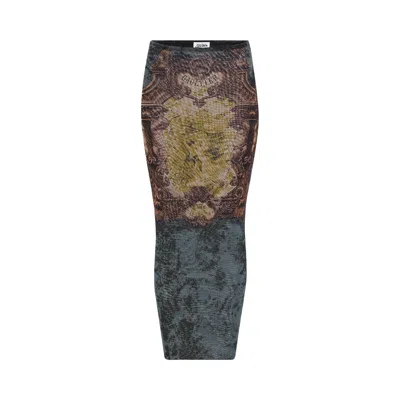 Pre-owned Jean Paul Gaultier Médaillon Printed Mesh Long Skirt 'multicolor' | Black | Men's Size M