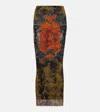 Jean Paul Gaultier Médaillon Printed Mesh Midi Skirt In Multi