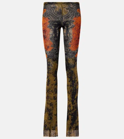 JEAN PAUL GAULTIER MÉDAILLON PRINTED MESH MIDI SKIRT