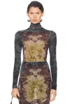 Jean Paul Gaultier Medaillon Printed Open Back Bodysuit In Gray