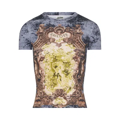 Pre-owned Jean Paul Gaultier Médaillon Printed Ribbed Tee 'black' | Men's Size S
