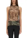 Jean Paul Gaultier Graphic Print Racerback Tank Top In Brown